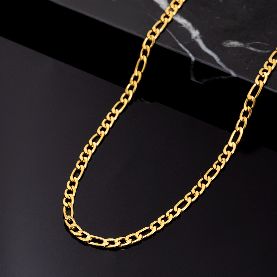 4mm Figaro Chain in Gold